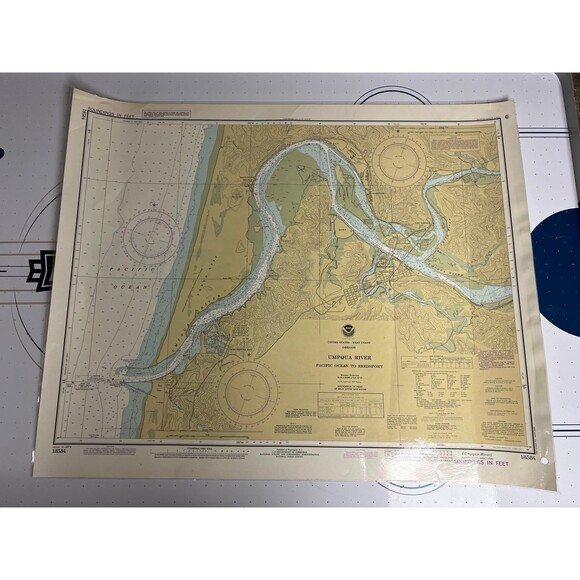 Nautical Chart/Map of Oregon’s Umpqua River Pacific Ocean to Reedsport - Picture 1 of 4